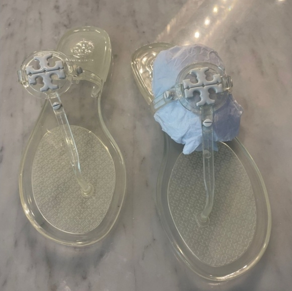Tory Burch Mini Miller Jelly Thong Sandals Clear/ White New In Box Sizez - Picture 8 of 8